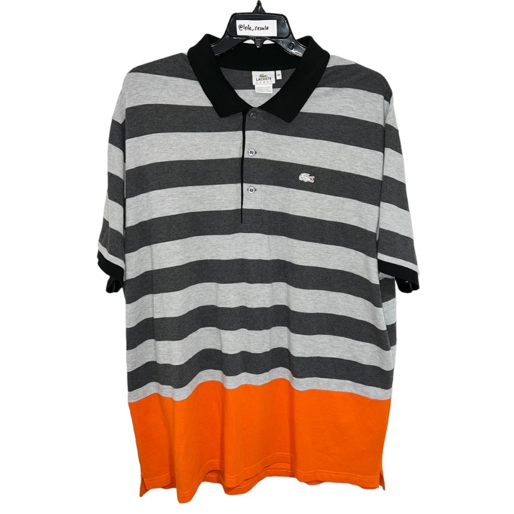 Lacoste Polo Shirt Men’s Size 10R 1XG Grey Orange Black Sport Short Sleeve